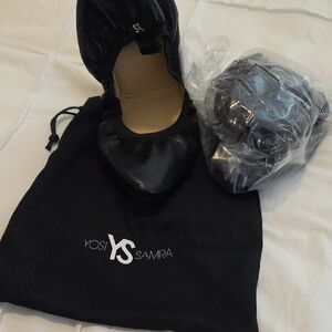 Yosi Samra Vienna Black Flats Sleek Design